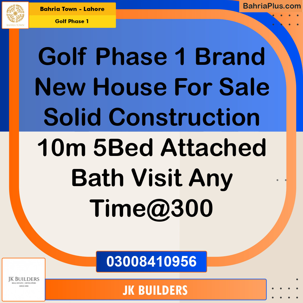 10 Marla Residential House for Sale in Golf Phase 1 -  Bahria Town, Lahore - (BP-284648)