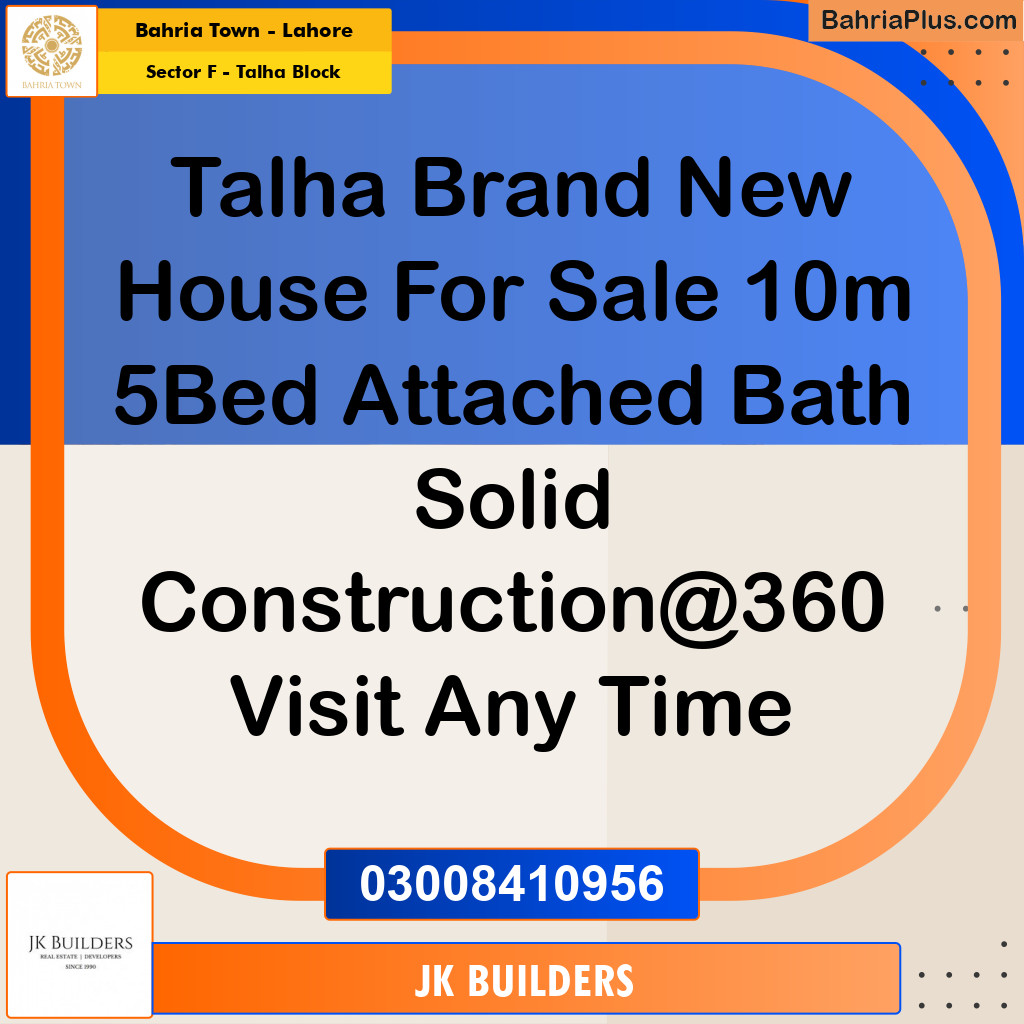 10 Marla Residential House for Sale in Sector F - Talha Block -  Bahria Town, Lahore - (BP-284654)