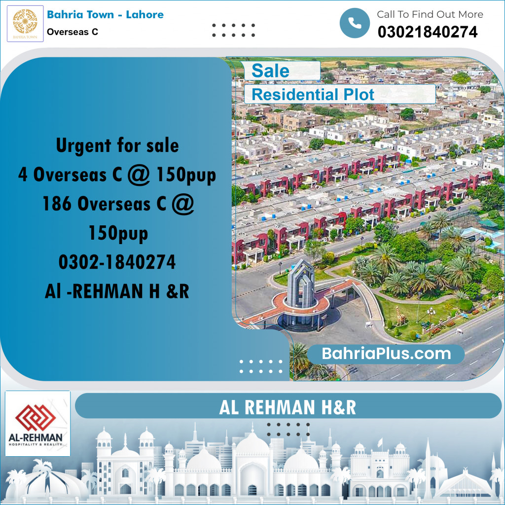 10 Marla Residential Plot for Sale in Overseas C -  Bahria Town, Lahore - (BP-284675)