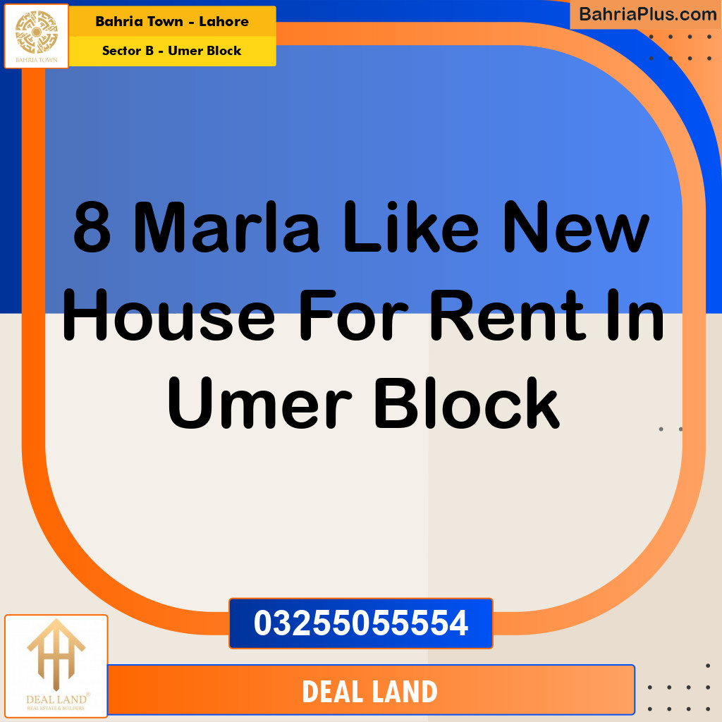 8 Marla Residential House for Rent in Sector B - Umer Block -  Bahria Town, Lahore - (BP-284778)
