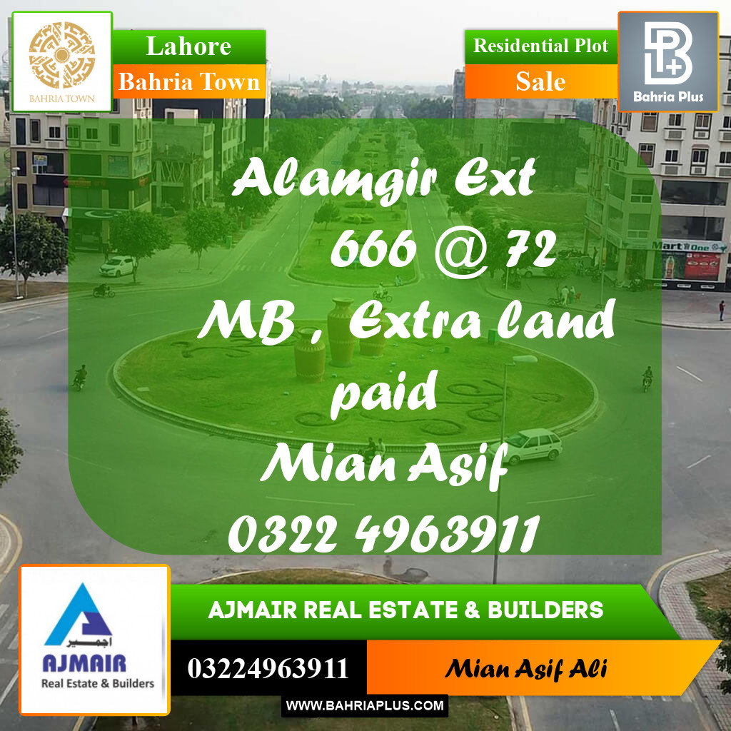 Residential Plot for Sale in Bahria Town, Lahore - (BP-284794)
