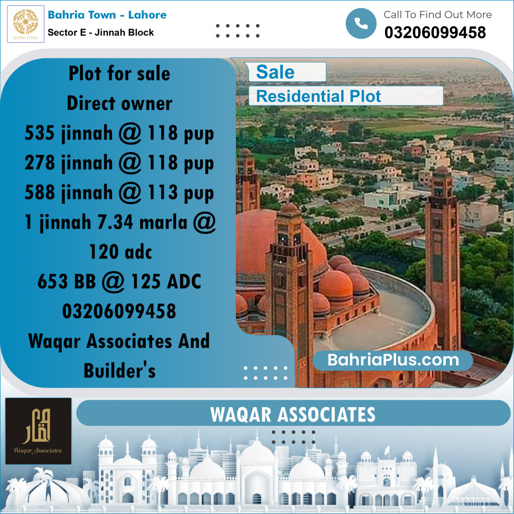5 Marla Residential Plot for Sale in Sector E - Jinnah Block -  Bahria Town, Lahore - (BP-284845)