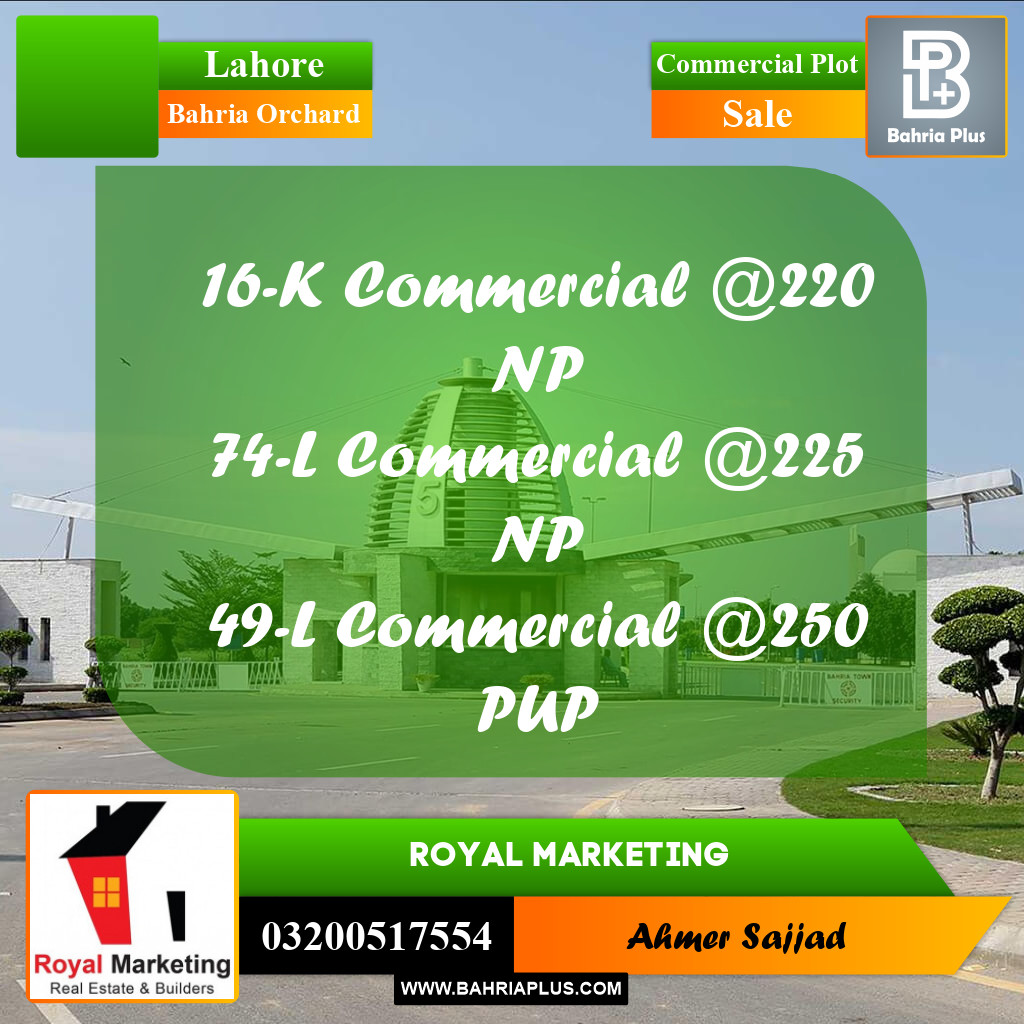 Commercial Plot for Sale in Bahria Orchard, Lahore - (BP-284907)