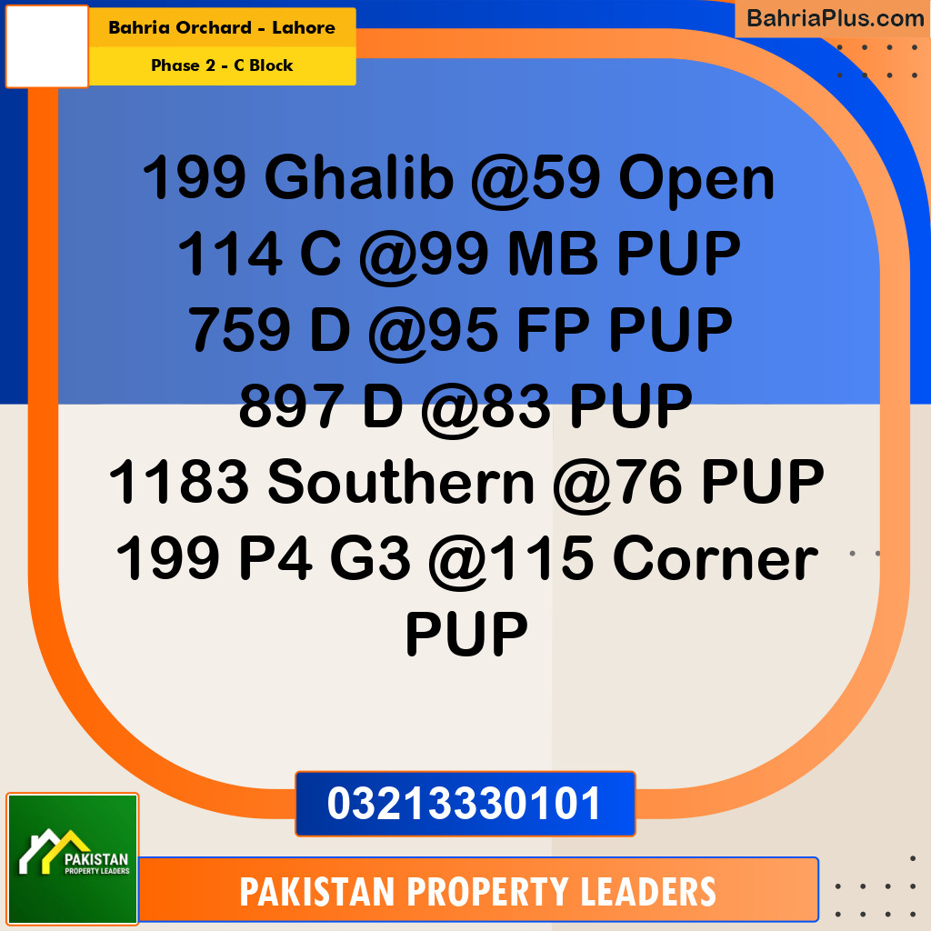 8 Marla Residential Plot for Sale in Phase 2 - C Block -  Bahria Orchard, Lahore - (BP-284912)