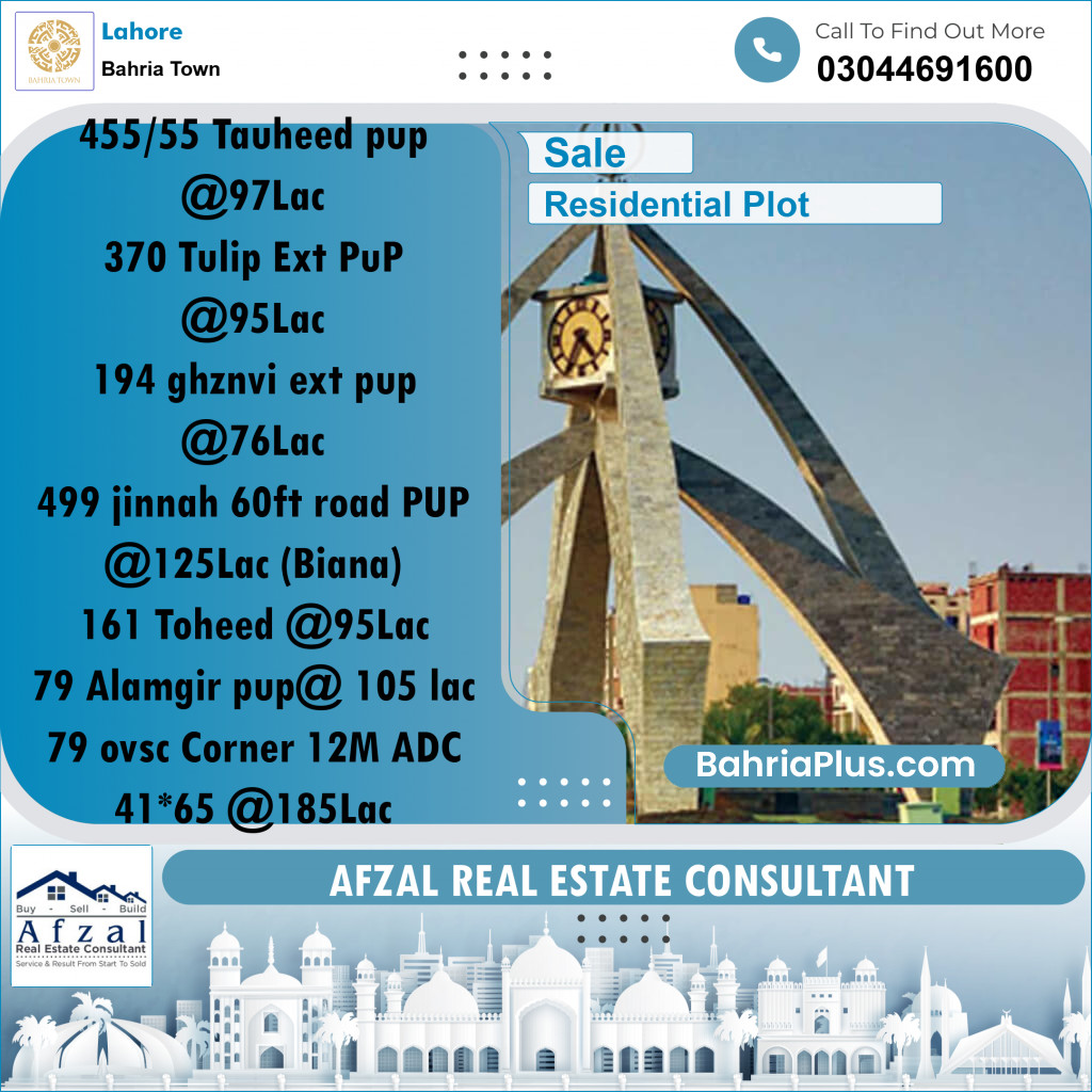 Residential Plot for Sale in Bahria Town, Lahore - (BP-284923)