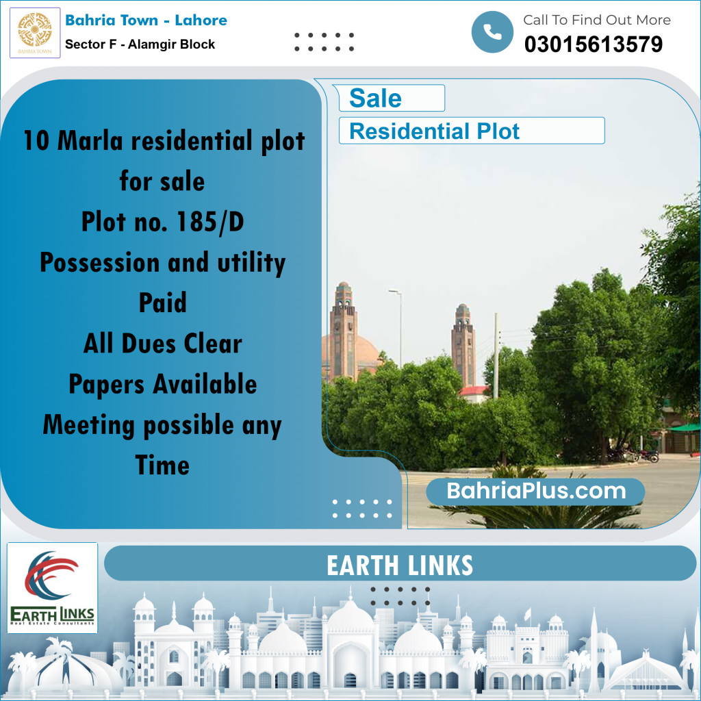 10 Marla Residential Plot for Sale in Sector F - Alamgir Block -  Bahria Town, Lahore - (BP-284938)