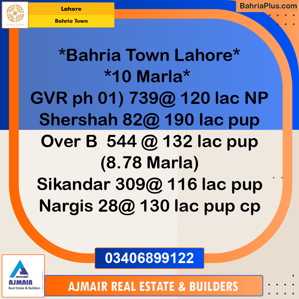 10 Marla Residential Plot for Sale in Bahria Town, Lahore - (BP-285052)