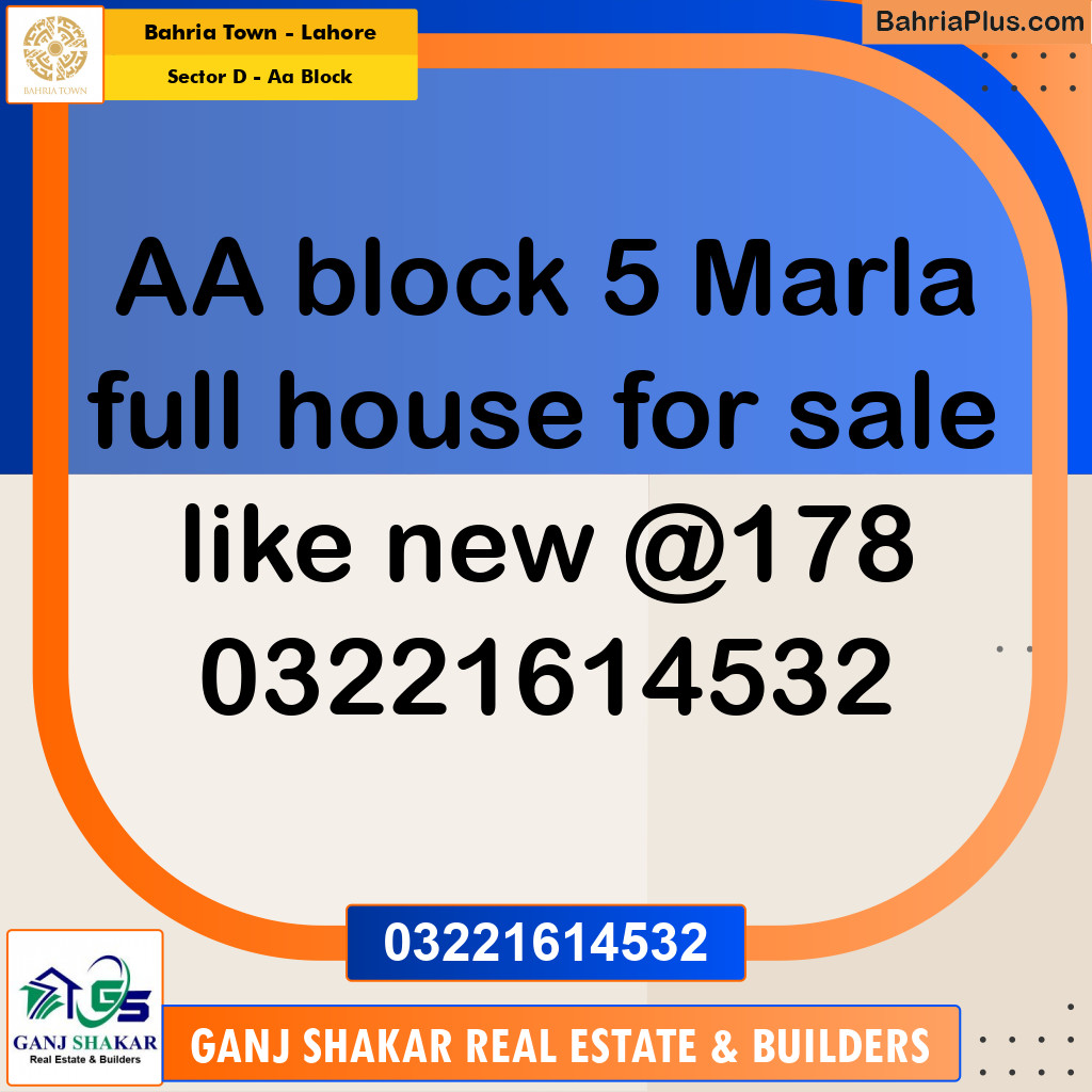 5 Marla Residential House for Sale in Sector D - AA Block -  Bahria Town, Lahore - (BP-285068)
