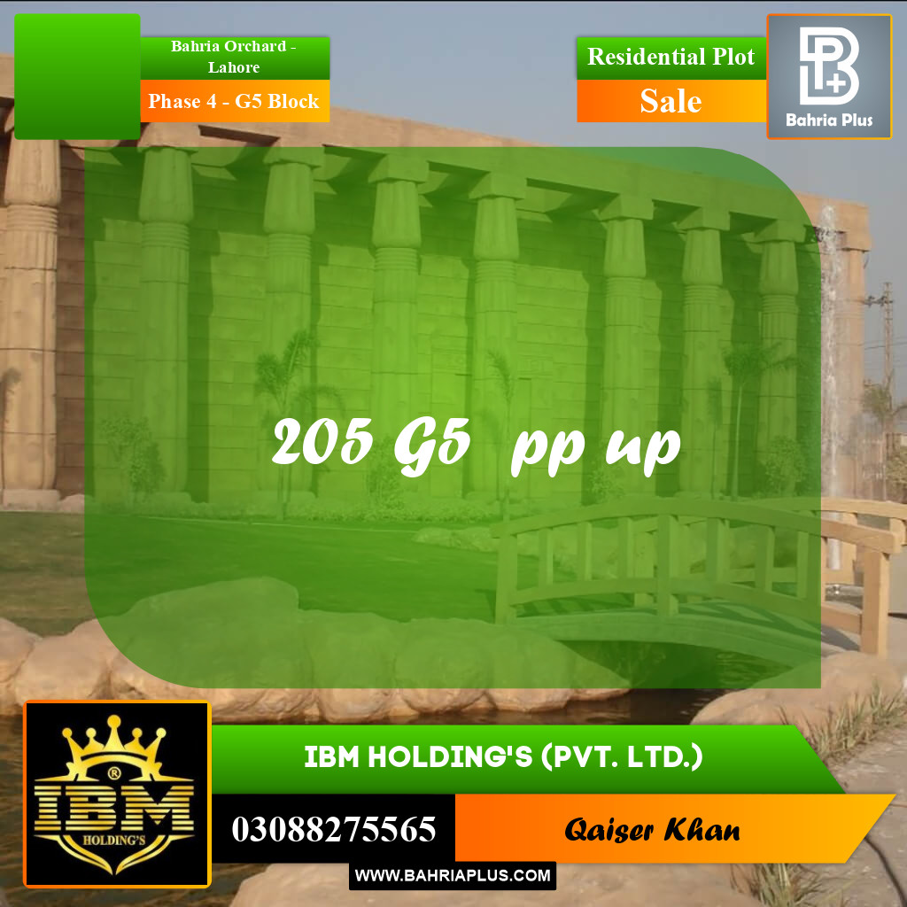 10 Marla Residential Plot for Sale in Phase 4 - G5 Block -  Bahria Orchard, Lahore - (BP-285099)