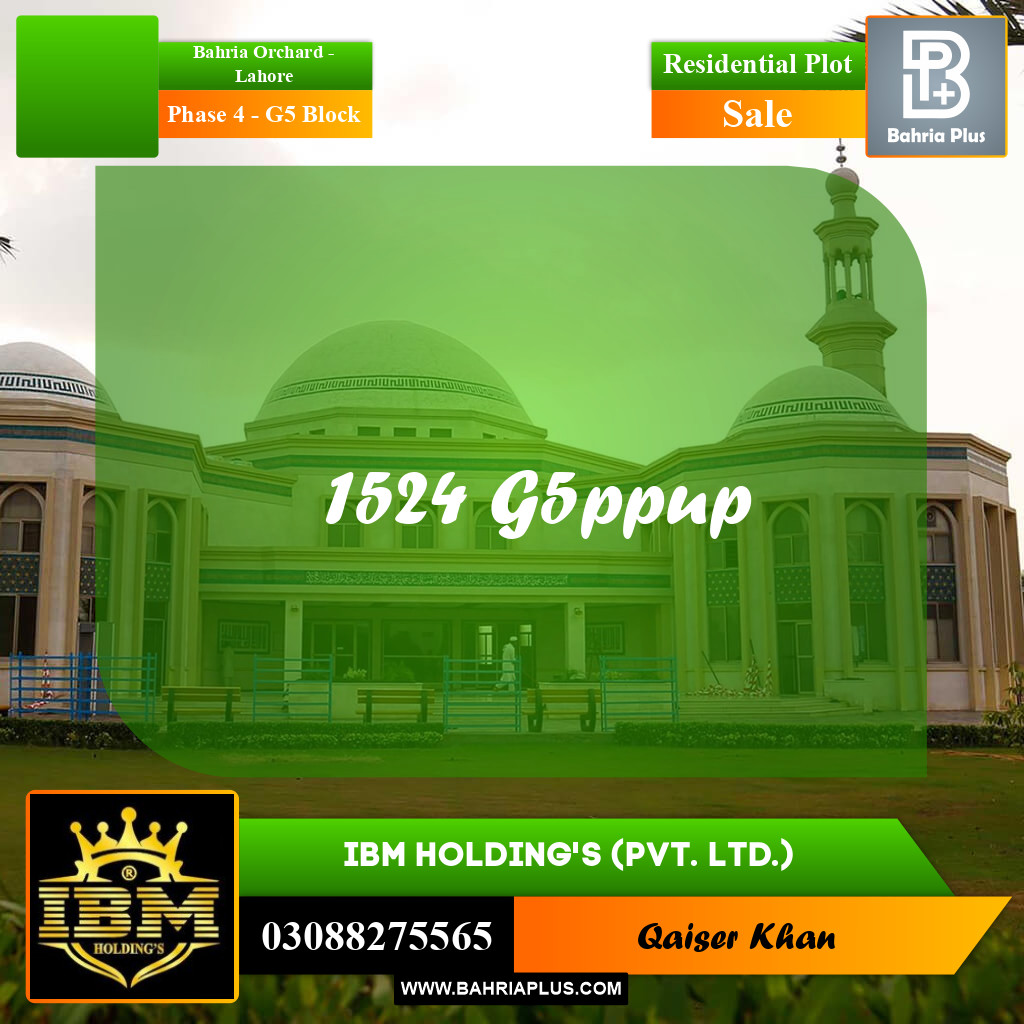 10 Marla Residential Plot for Sale in Phase 4 - G5 Block -  Bahria Orchard, Lahore - (BP-285103)