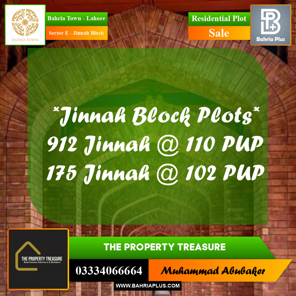 5 Marla Residential Plot for Sale in Sector E - Jinnah Block -  Bahria Town, Lahore - (BP-285117)