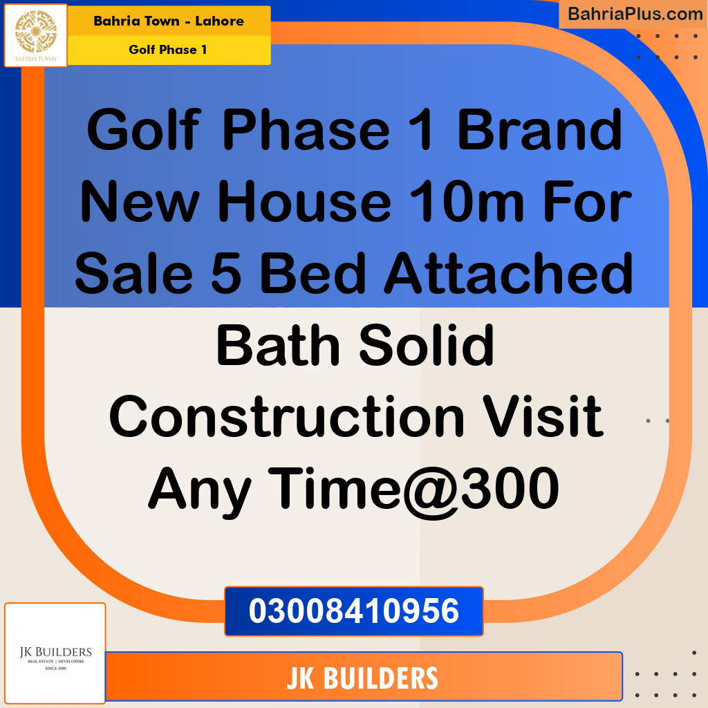10 Marla Residential House for Sale in Golf Phase 1 -  Bahria Town, Lahore - (BP-285134)
