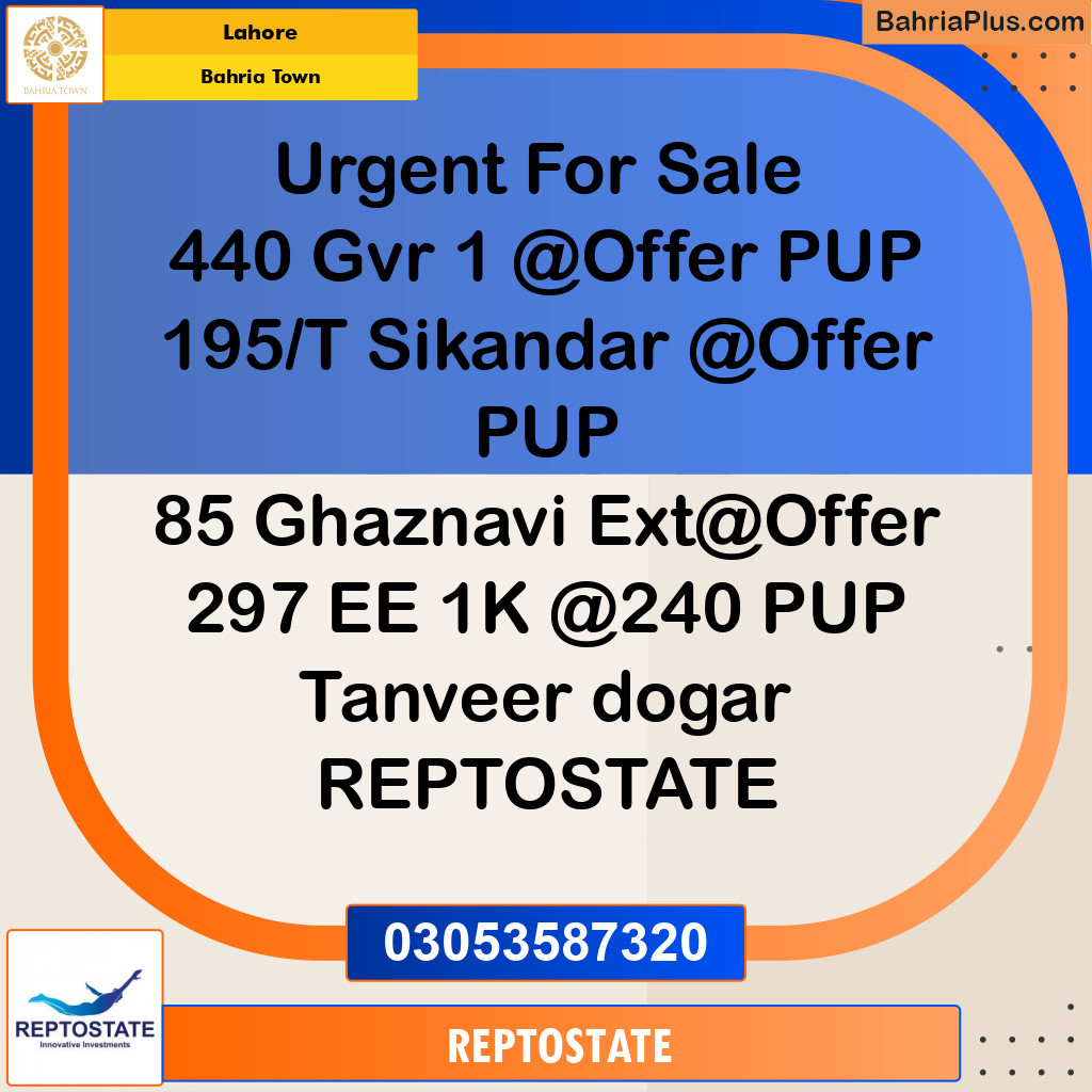 Residential Plot for Sale in Bahria Town, Lahore - (BP-285189)