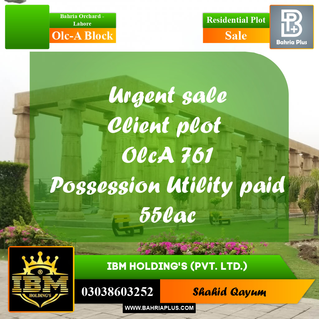 5 Marla Residential Plot for Sale in OLC-A Block -  Bahria Orchard, Lahore - (BP-285191)