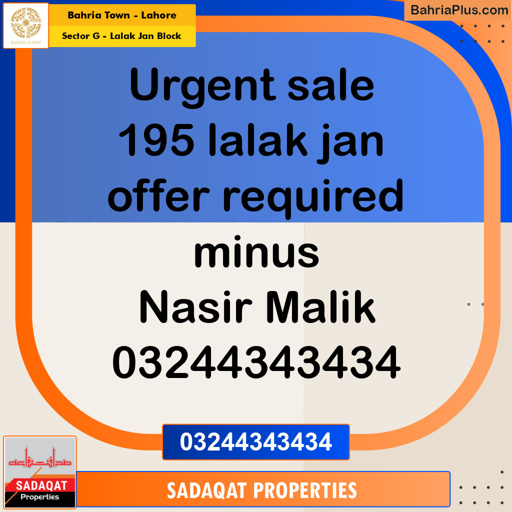 5 Marla Residential Plot for Sale in Sector G - Lalak Jan Block -  Bahria Town, Lahore - (BP-285194)