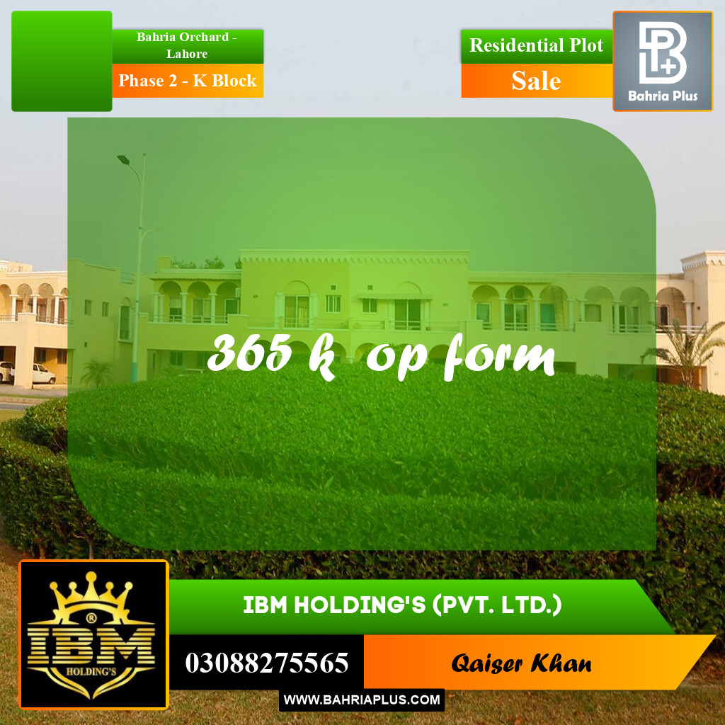 5 Marla Residential Plot for Sale in Phase 2 - K Block -  Bahria Orchard, Lahore - (BP-285215)