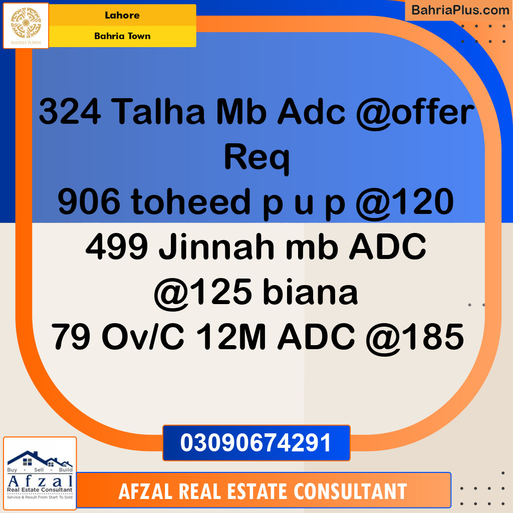 Residential Plot for Sale in Bahria Town, Lahore - (BP-285253)