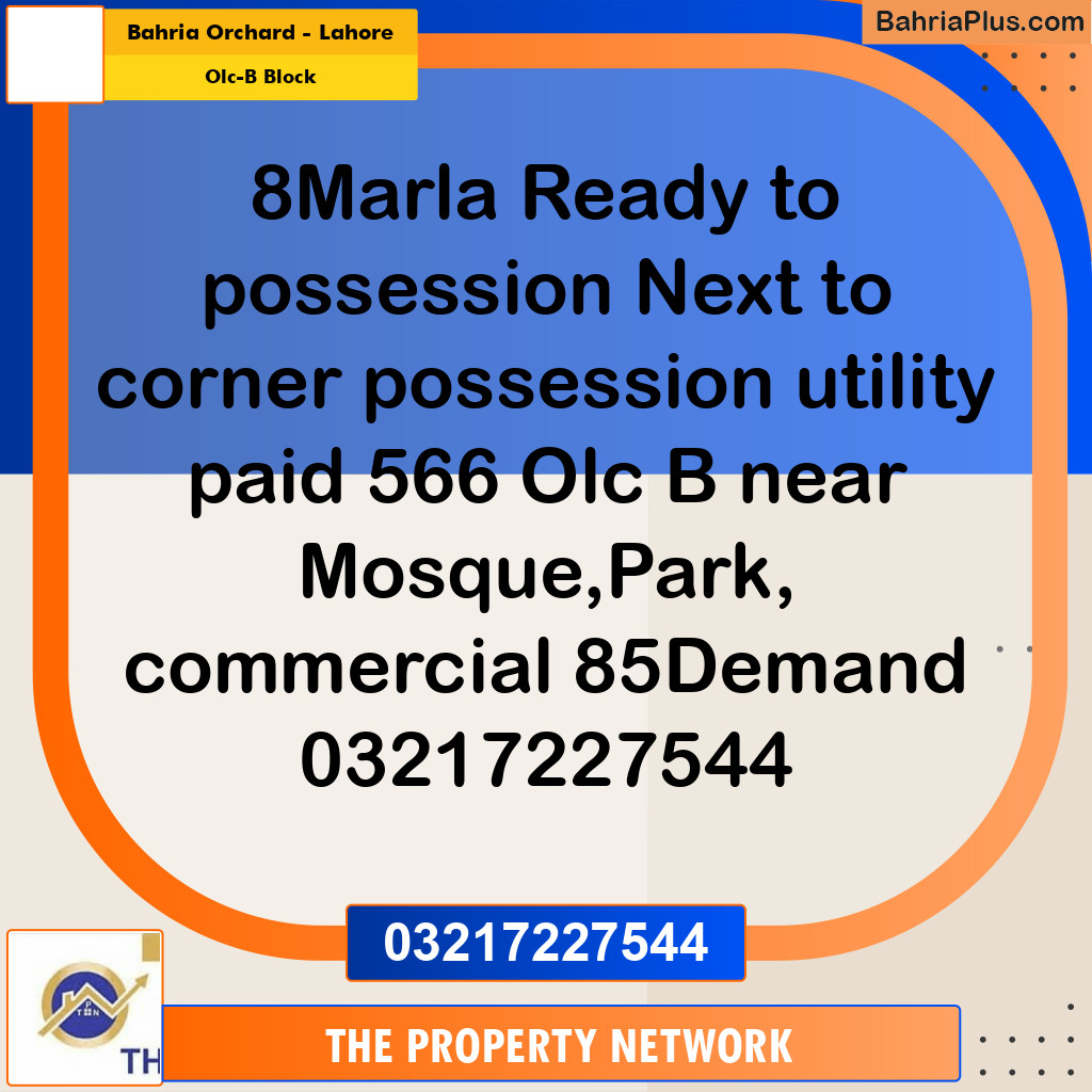 8 Marla Residential Plot for Sale in OLC-B Block -  Bahria Orchard, Lahore - (BP-285280)