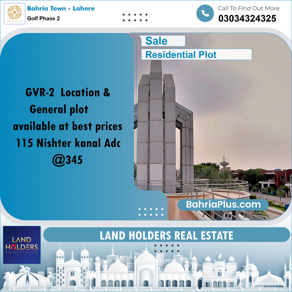 10 Marla Residential Plot for Sale in Golf Phase 2 -  Bahria Town, Lahore - (BP-285288)