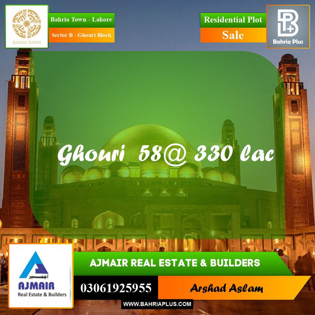 1 Kanal Residential Plot for Sale in Sector B - Ghouri Block -  Bahria Town, Lahore - (BP-285320)
