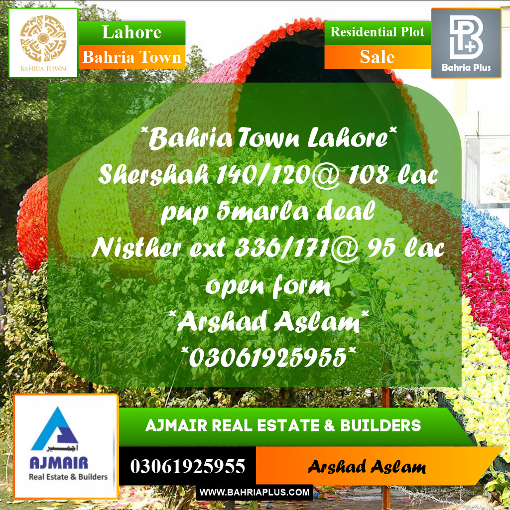 Residential Plot for Sale in Bahria Town, Lahore - (BP-285348)
