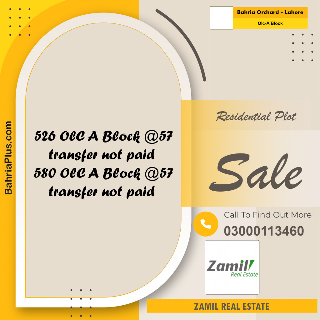 5 Marla Residential Plot for Sale in OLC-A Block -  Bahria Orchard, Lahore - (BP-285373)