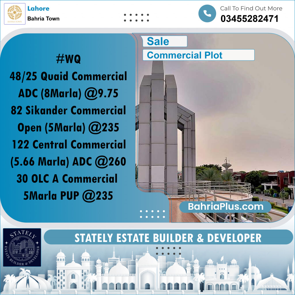 Commercial Plot for Sale in Bahria Town, Lahore - (BP-285380)