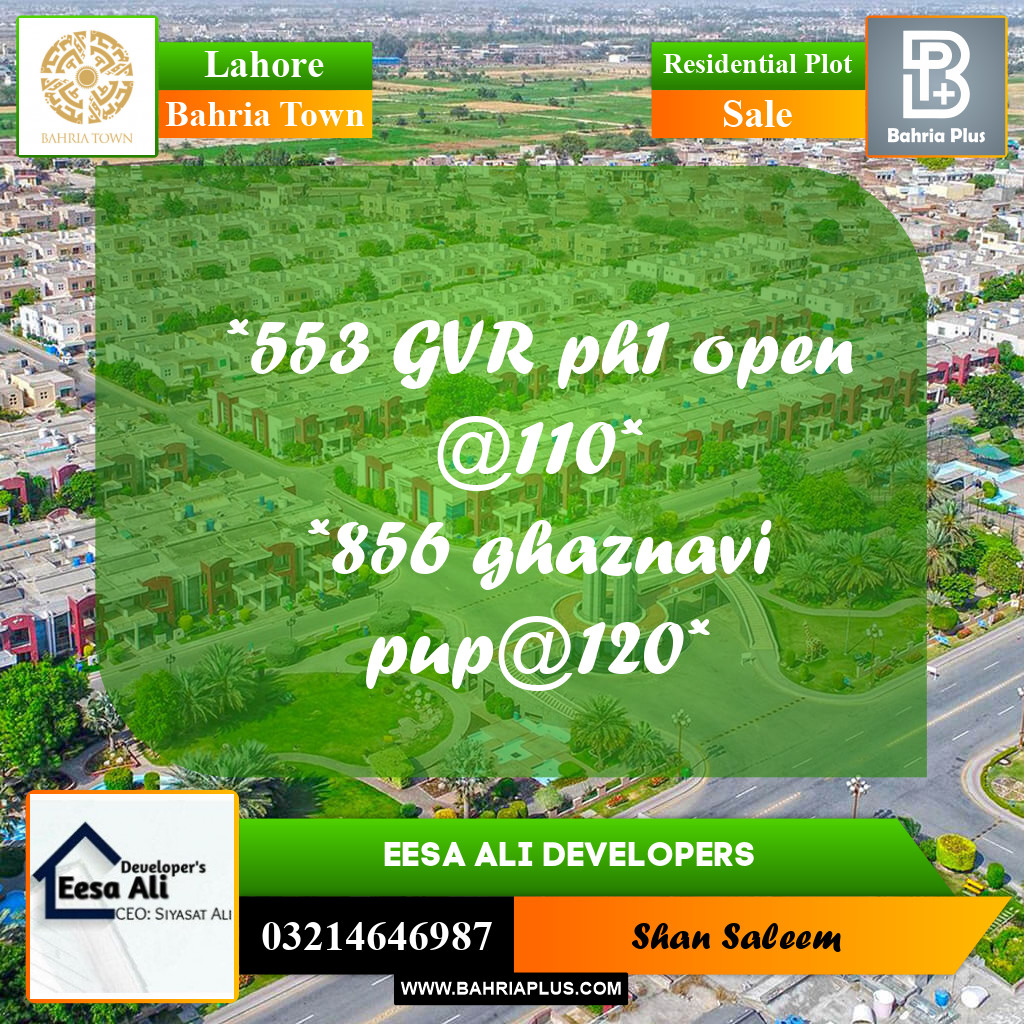 Residential Plot for Sale in Bahria Town, Lahore - (BP-285434)