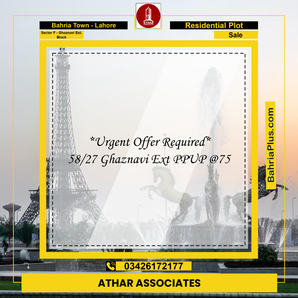 5 Marla Residential Plot for Sale in Sector F - Ghaznavi Ext. Block -  Bahria Town, Lahore - (BP-285506)