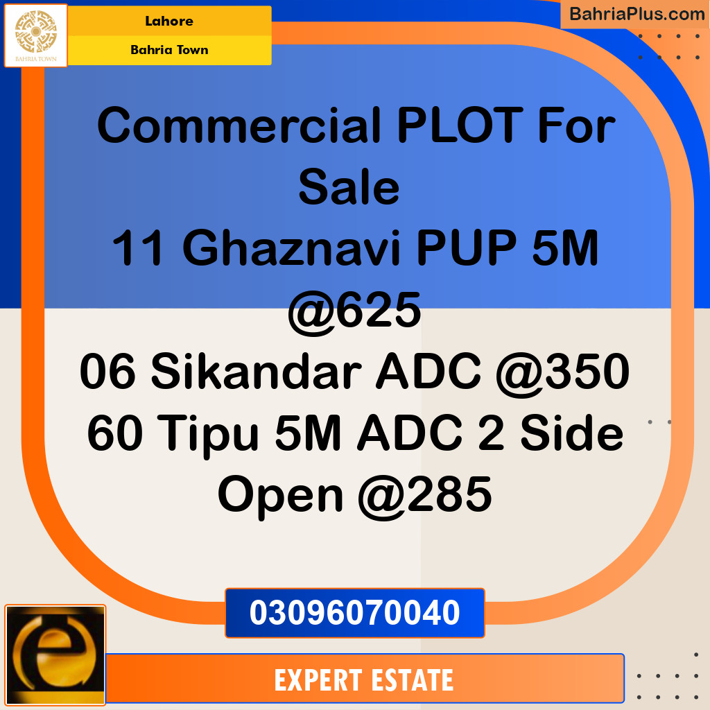 5 Marla Commercial Plot for Sale in Bahria Town, Lahore - (BP-285556)