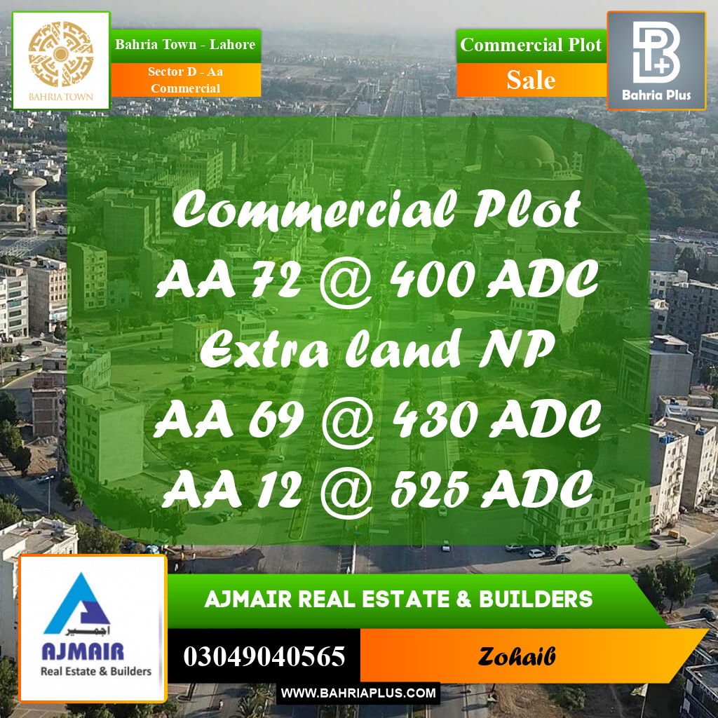 5 Marla Commercial Plot for Sale in Sector D - AA Commercial -  Bahria Town, Lahore - (BP-285577)