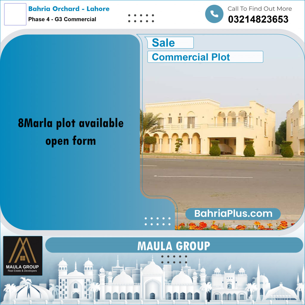 8 Marla Commercial Plot for Sale in Phase 4 - G3 Commercial -  Bahria Orchard, Lahore - (BP-285621)