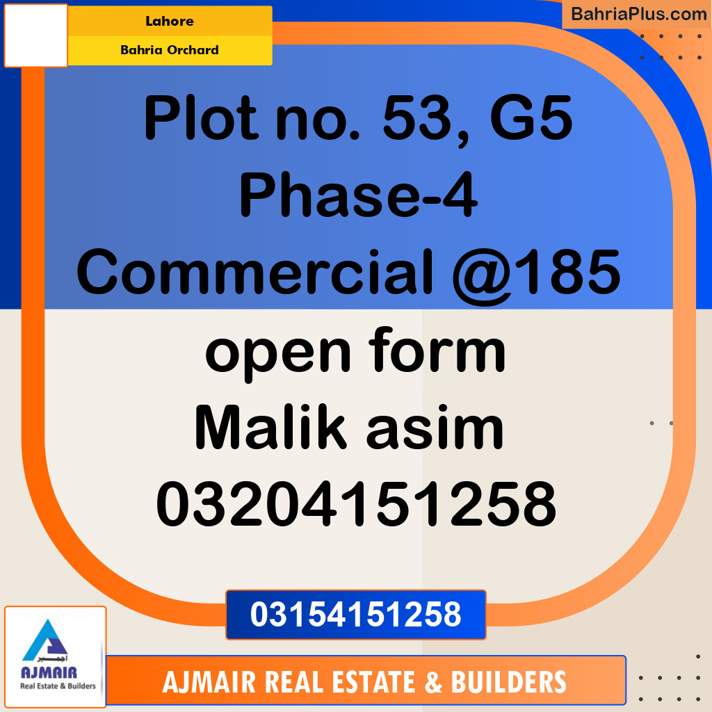 Commercial Plot for Sale in Bahria Orchard, Lahore - (BP-285646)