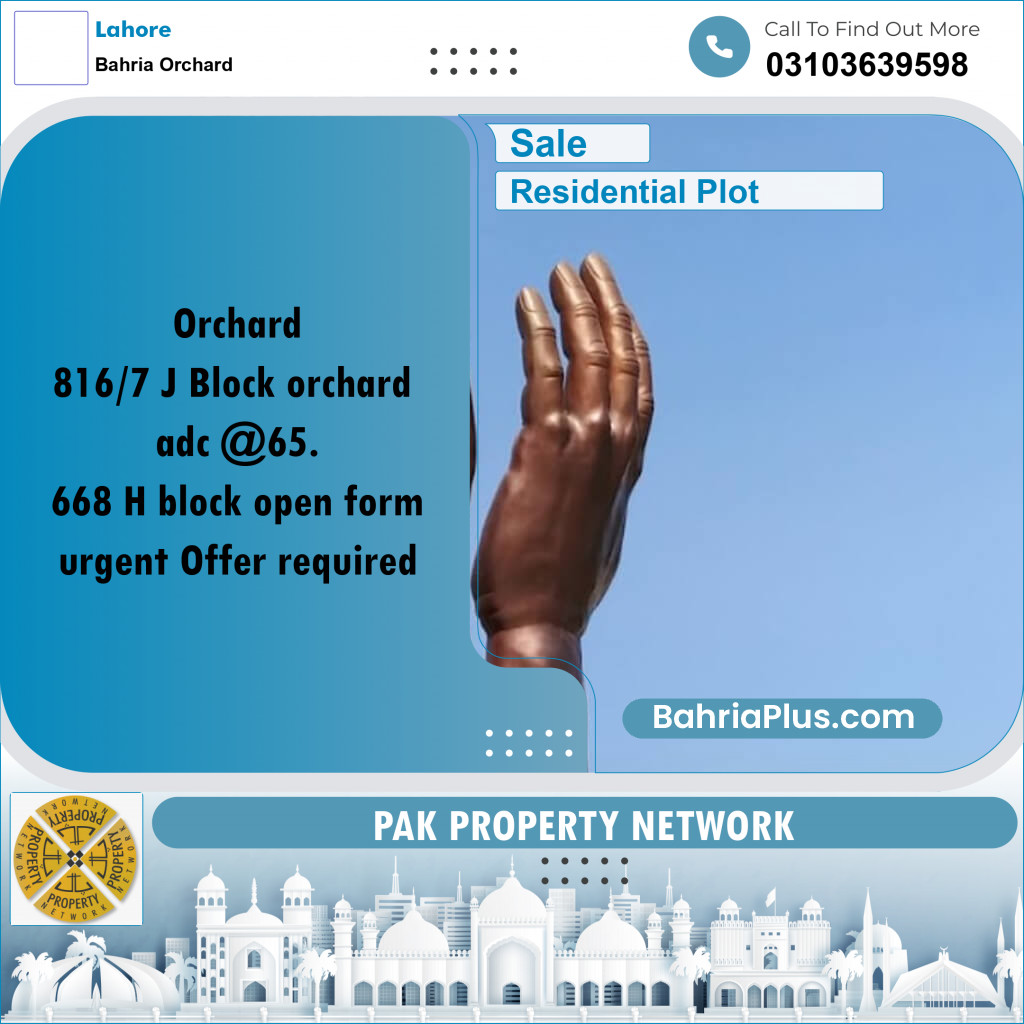 Residential Plot for Sale in Bahria Orchard, Lahore - (BP-285656)