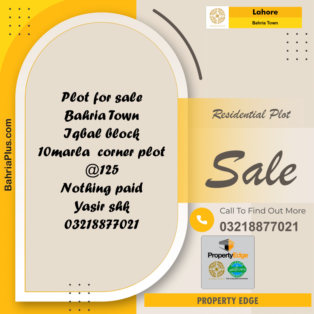 Residential Plot for Sale in Bahria Town, Lahore - (BP-285703)