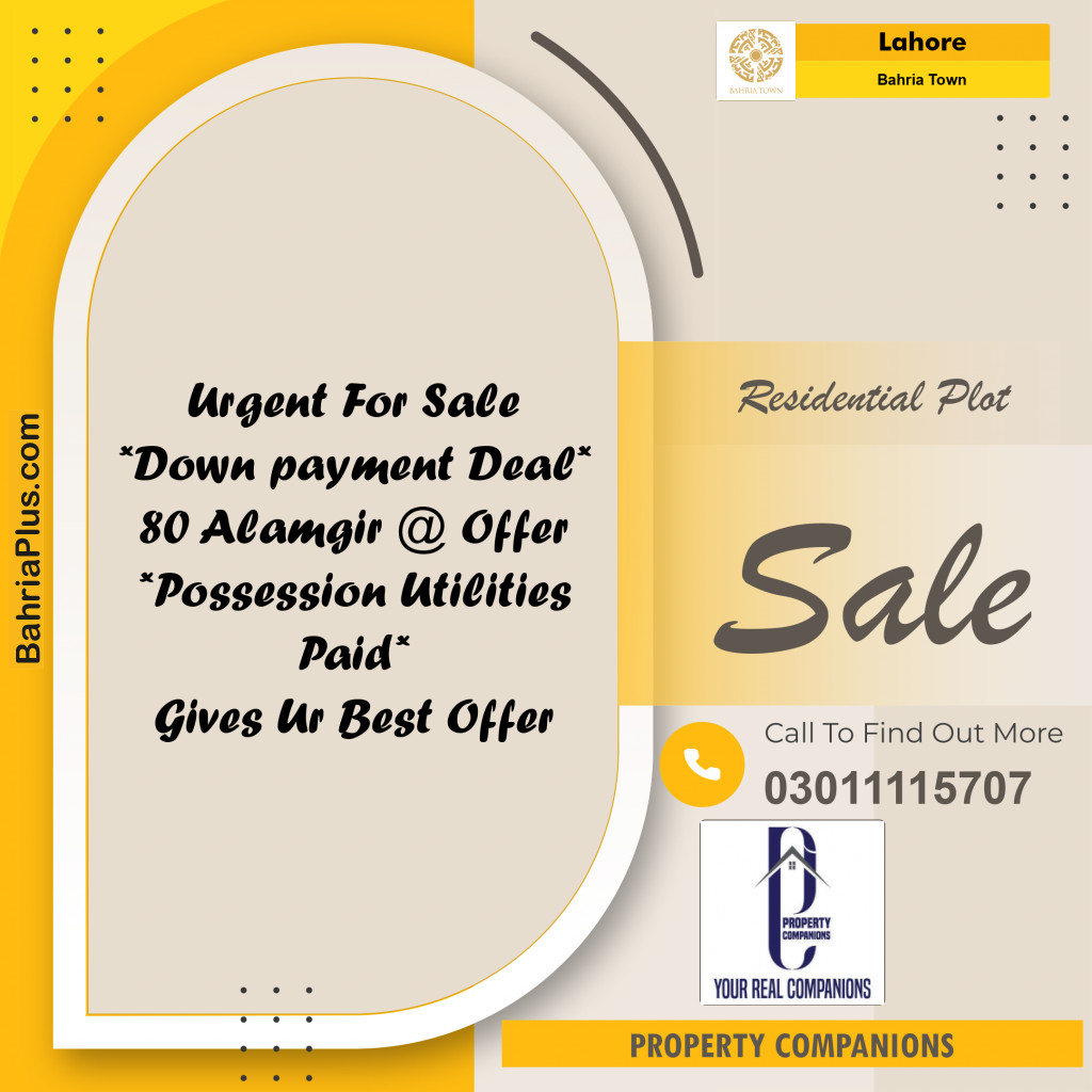 Residential Plot for Sale in Bahria Town, Lahore - (BP-285776)