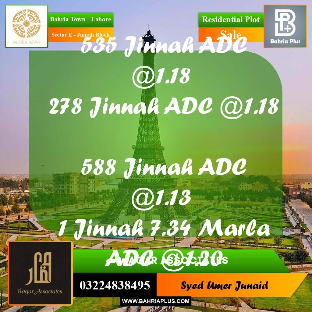 Residential Plot for Sale in Sector E - Jinnah Block -  Bahria Town, Lahore - (BP-285793)