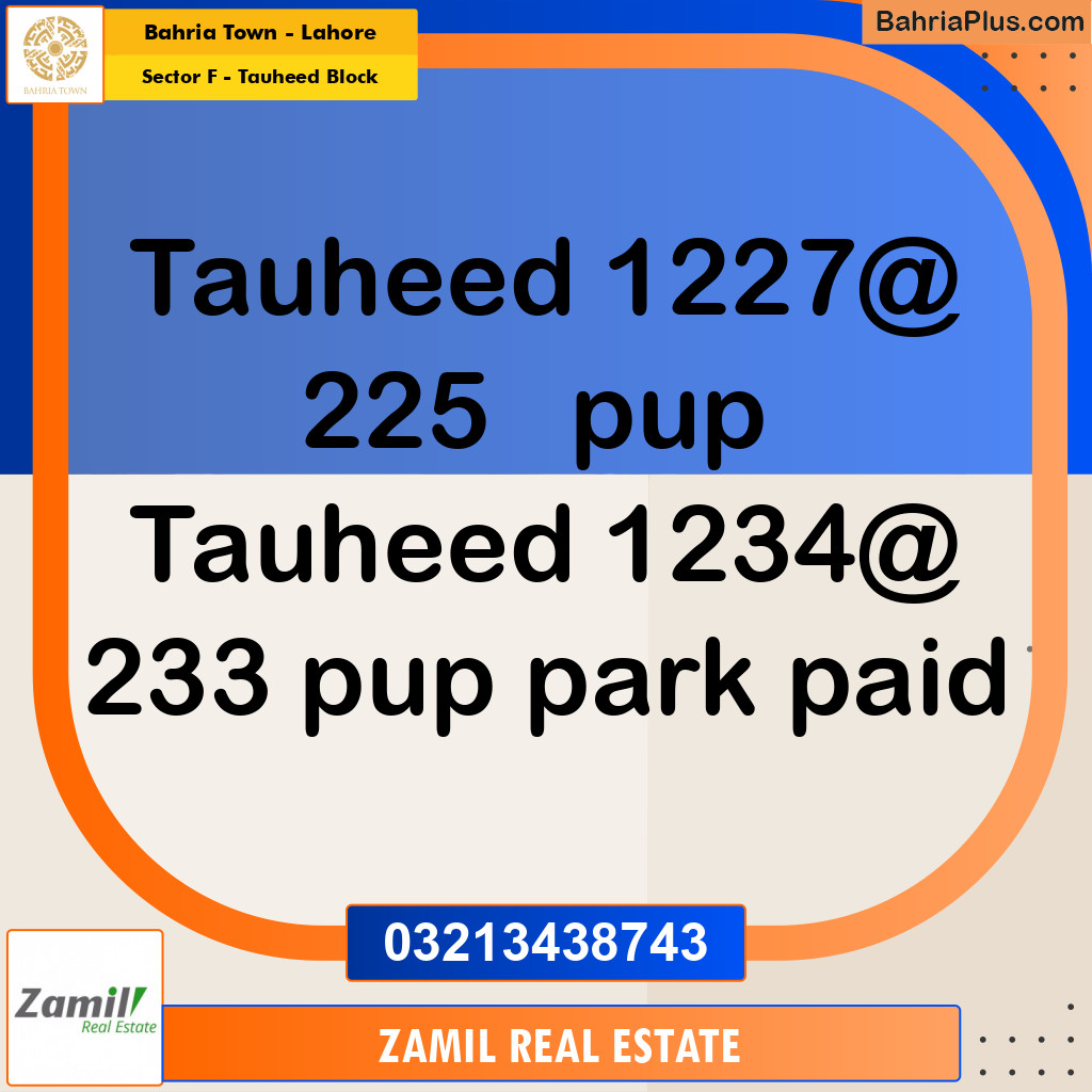 1 Kanal Residential Plot for Sale in Sector F - Tauheed Block -  Bahria Town, Lahore - (BP-285815)