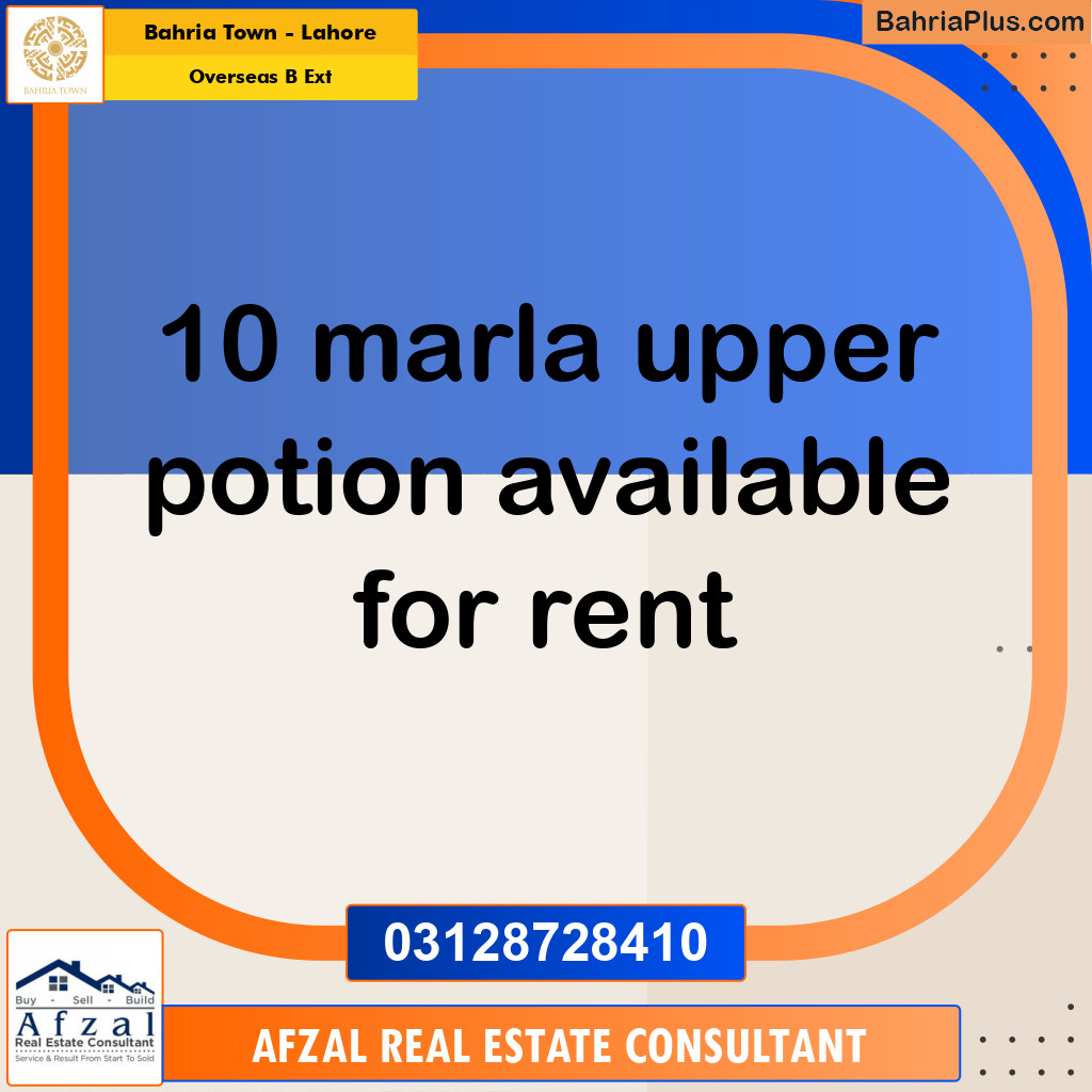 10 Marla Residential House for Rent in Overseas B Ext -  Bahria Town, Lahore - (BP-285842)