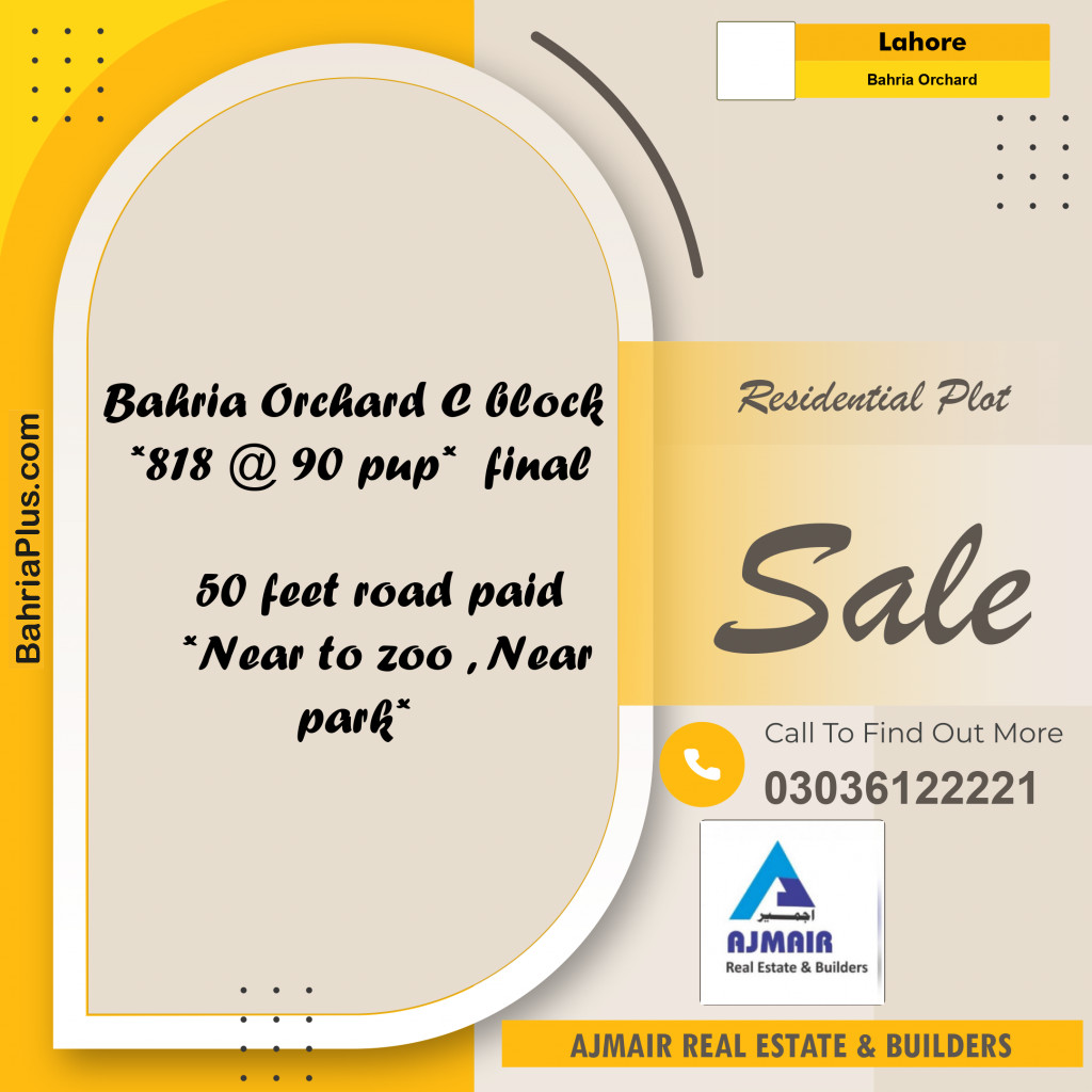 Residential Plot for Sale in Bahria Orchard, Lahore - (BP-285861)