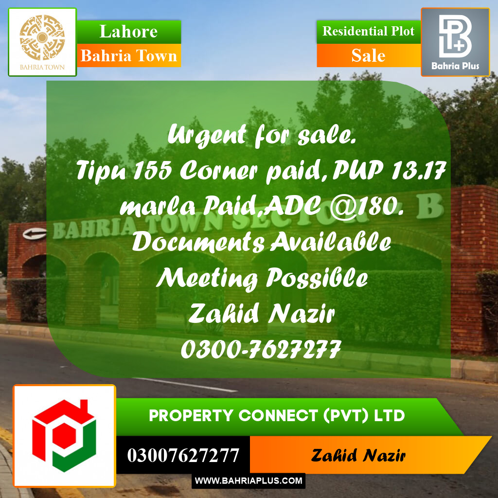 Residential Plot for Sale in Bahria Town, Lahore - (BP-285862)