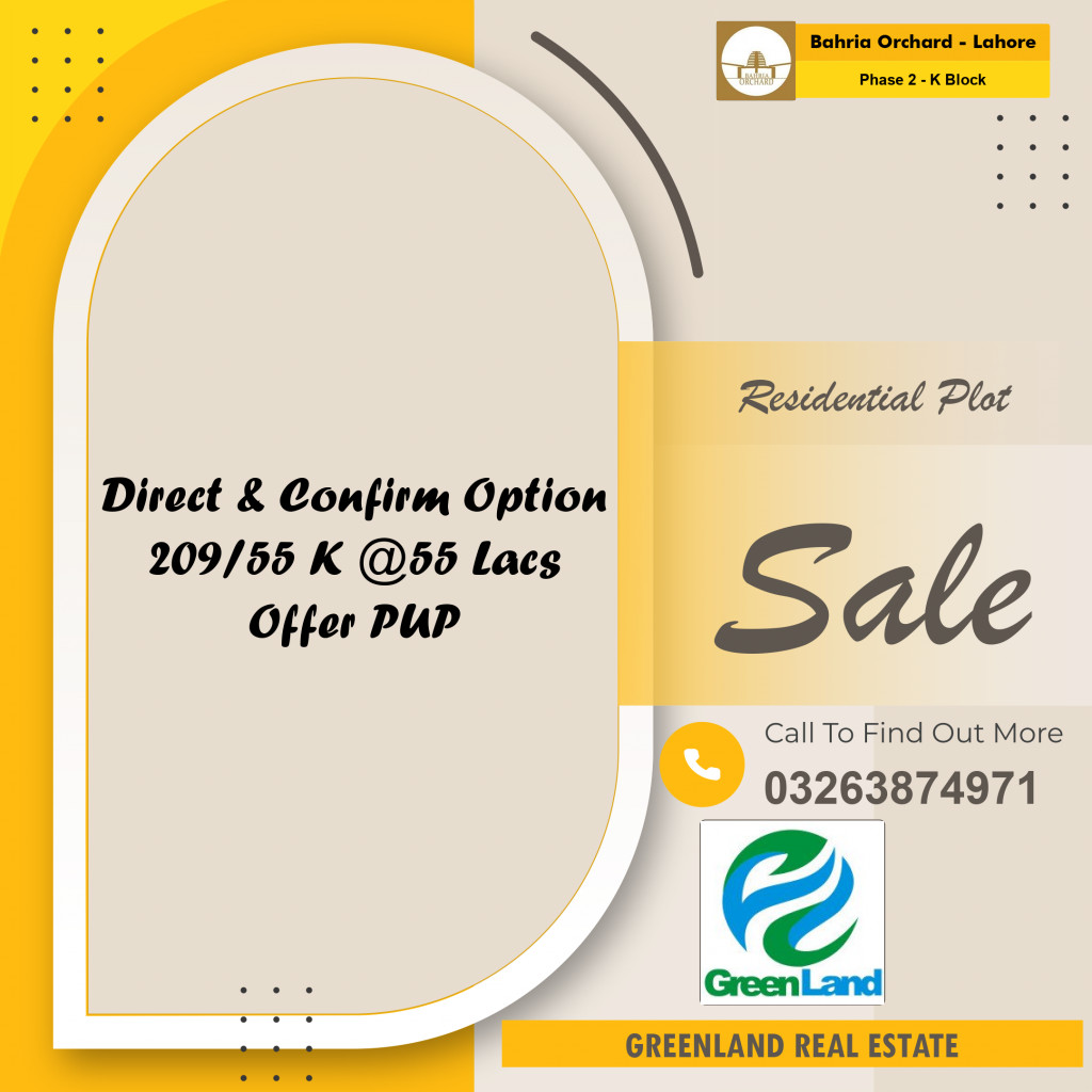 5 Marla Residential Plot for Sale in Phase 2 - K Block -  Bahria Orchard, Lahore - (BP-285923)