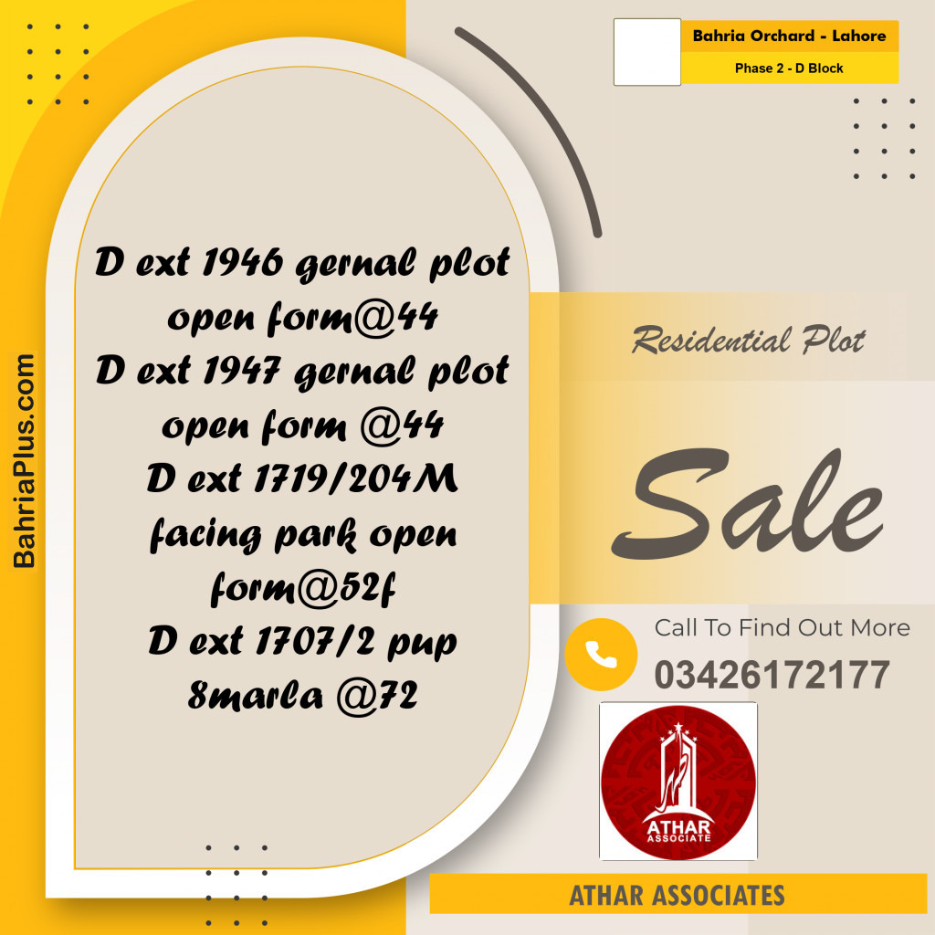 5 Marla Residential Plot for Sale in Phase 2 - D Block -  Bahria Orchard, Lahore - (BP-285963)