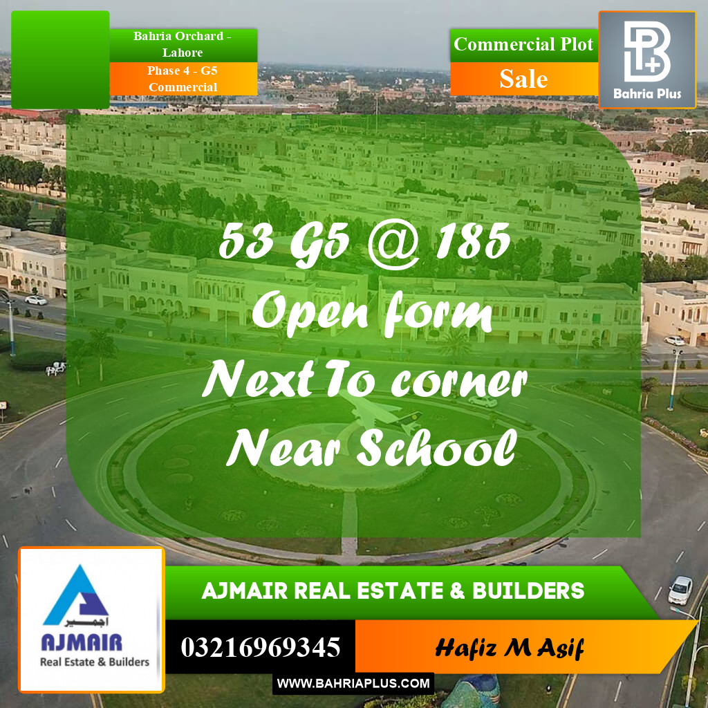 5 Marla Commercial Plot for Sale in Phase 4 - G5 Commercial - Bahria Orchard, Lahore - (BP-286040)