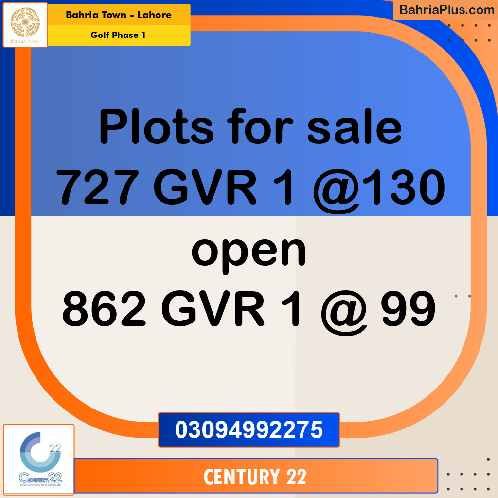 10 Marla Residential Plot for Sale in Golf Phase 1 -  Bahria Town, Lahore - (BP-286090)