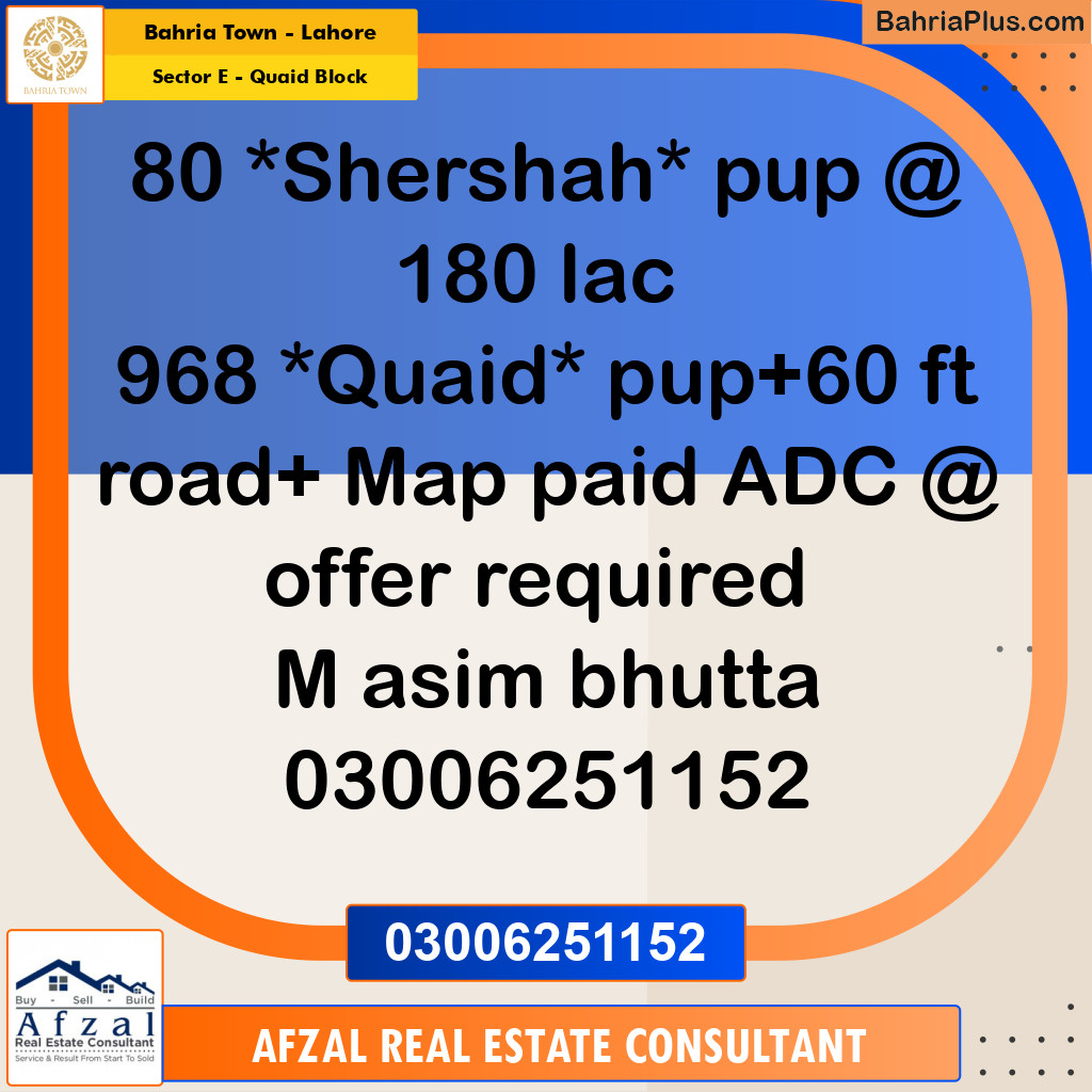 10 Marla Residential Plot for Sale in Sector E - Quaid Block -  Bahria Town, Lahore - (BP-286120)