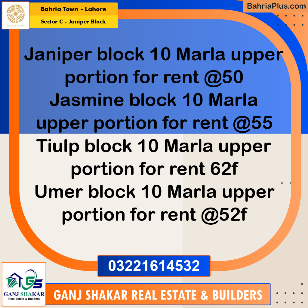 10 Marla Residential House for Rent in Sector C - Janiper Block -  Bahria Town, Lahore - (BP-286123)