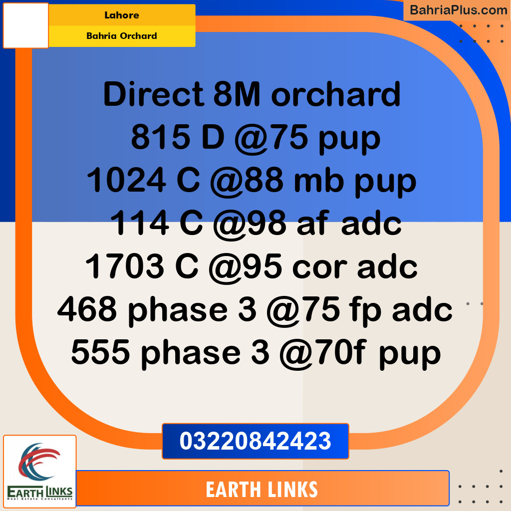 Residential Plot for Sale in Bahria Orchard, Lahore - (BP-286165)