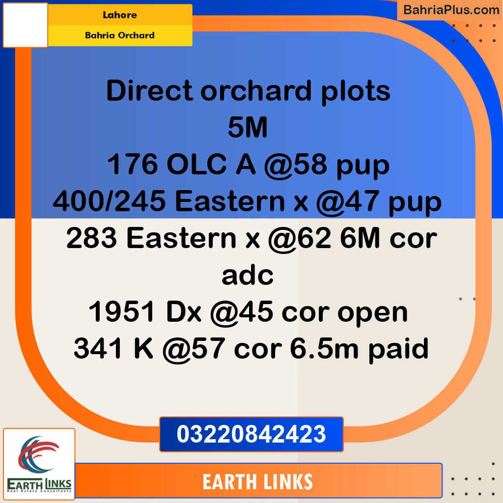 Residential Plot for Sale in Bahria Orchard, Lahore - (BP-286166)