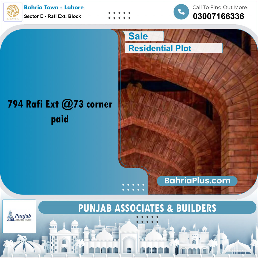 Residential Plot for Sale in Sector E - Rafi Ext. Block - Bahria Town, Lahore - (BP-286181)
